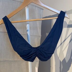 Riot Swim Navy Ruched Front Bikini Top